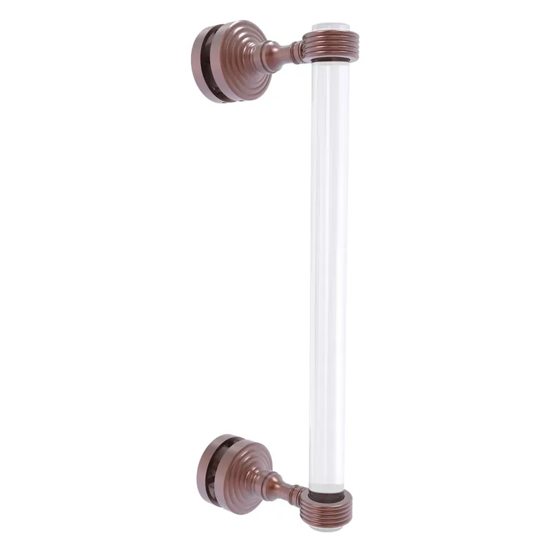 Allied Brass Pacific Grove 5.2" x 2.2" Antique Copper Solid Brass 12-Inch Single Side Shower Door Pull With Grooved Accents Weekend Sale