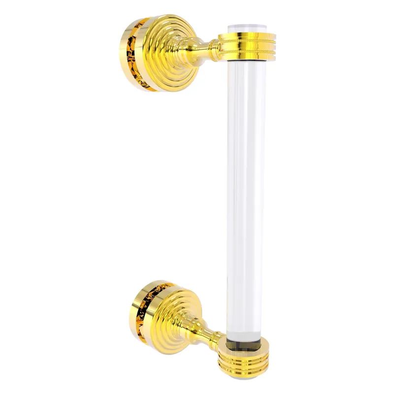 Markdown Allied Brass Pacific Grove 5.2" x 2.2" Polished Brass Solid Brass 8-Inch Single Side Shower Door Pull With Dotted Accents