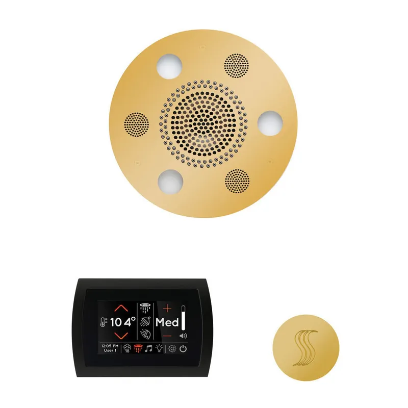 ThermaSol The Wellness Polished Gold Finish Serenity Advanced Round Package with 5" SignaTouch and SteamVection Fast Shipping
