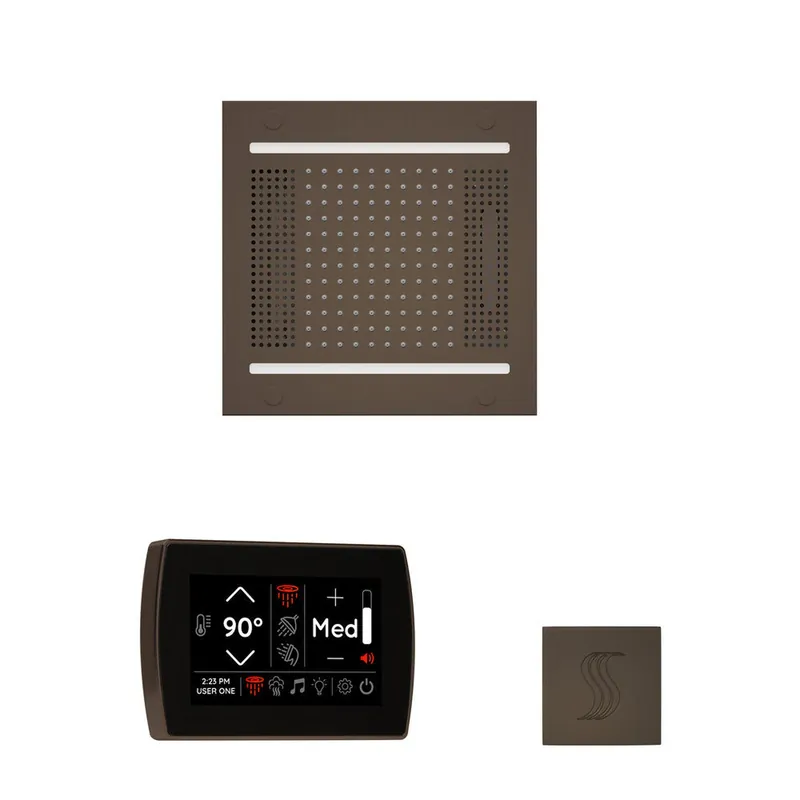 Limited Edition ThermaSol The Wellness Oil Rubbed Bronze Finish Hydrovive14 Steam Package with 5" Recessed SignaTouch and Round SteamVection