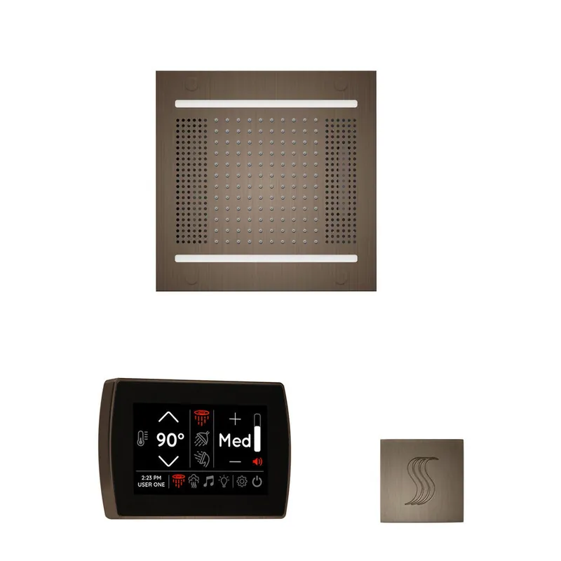 ThermaSol The Wellness Antique Nickel Finish Hydrovive14 Steam Package with 5" Recessed SignaTouch and Round SteamVection Next Day Delivery