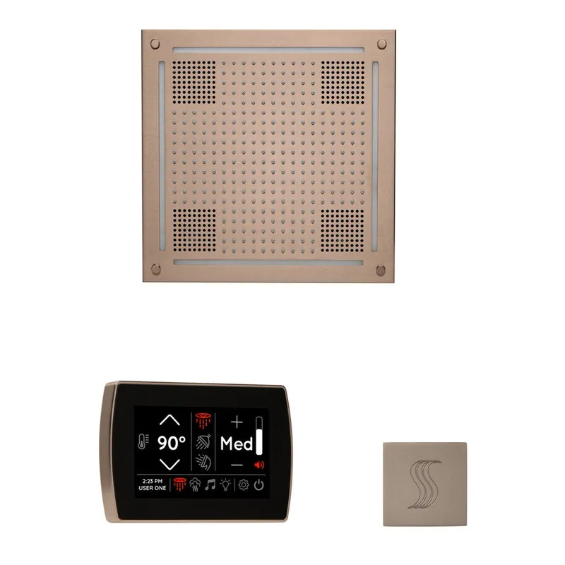 ThermaSol The Wellness Satin Nickel Finish Hydrovive Steam Package with 5" Recessed SignaTouch and Round SteamVection Limited Offer