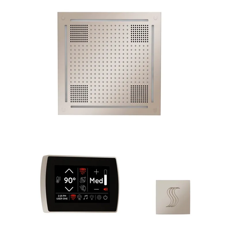 ThermaSol The Wellness Polished Nickel Finish Hydrovive Steam Package with 5" Recessed SignaTouch and Round SteamVection Hot Picks