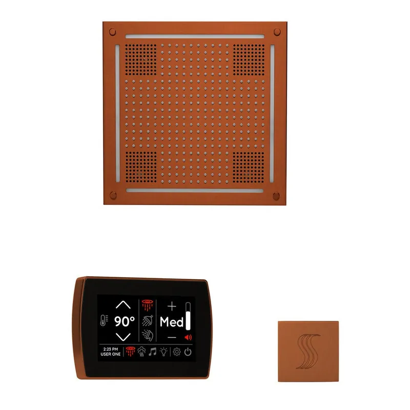 Fresh Stock ThermaSol The Wellness Antique Copper Finish Hydrovive Steam Package with 5" Recessed SignaTouch and Round SteamVection