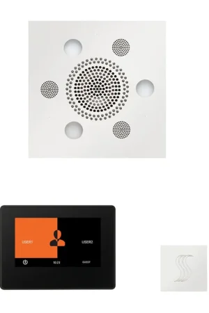 Affordable ThermaSol The Wellness White Finish Serenity Advanced Square Steam Package with 7" ThermaTouch and SteamVection