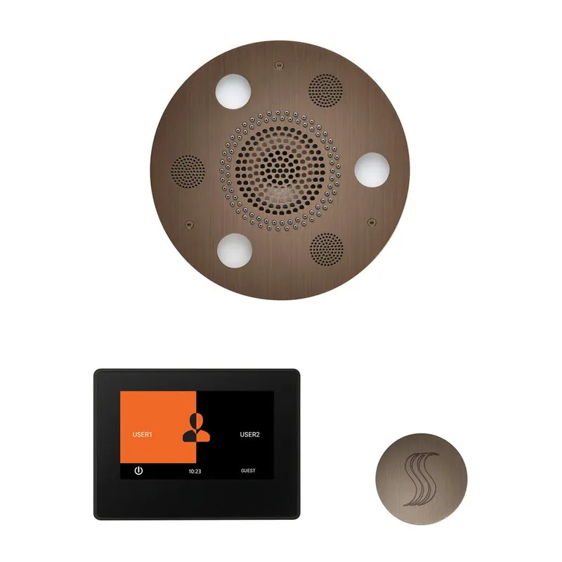 ThermaSol The Wellness Antique Nickel Finish Serenity Advanced Round Steam Package with 7" ThermaTouch and SteamVection Warranty Included