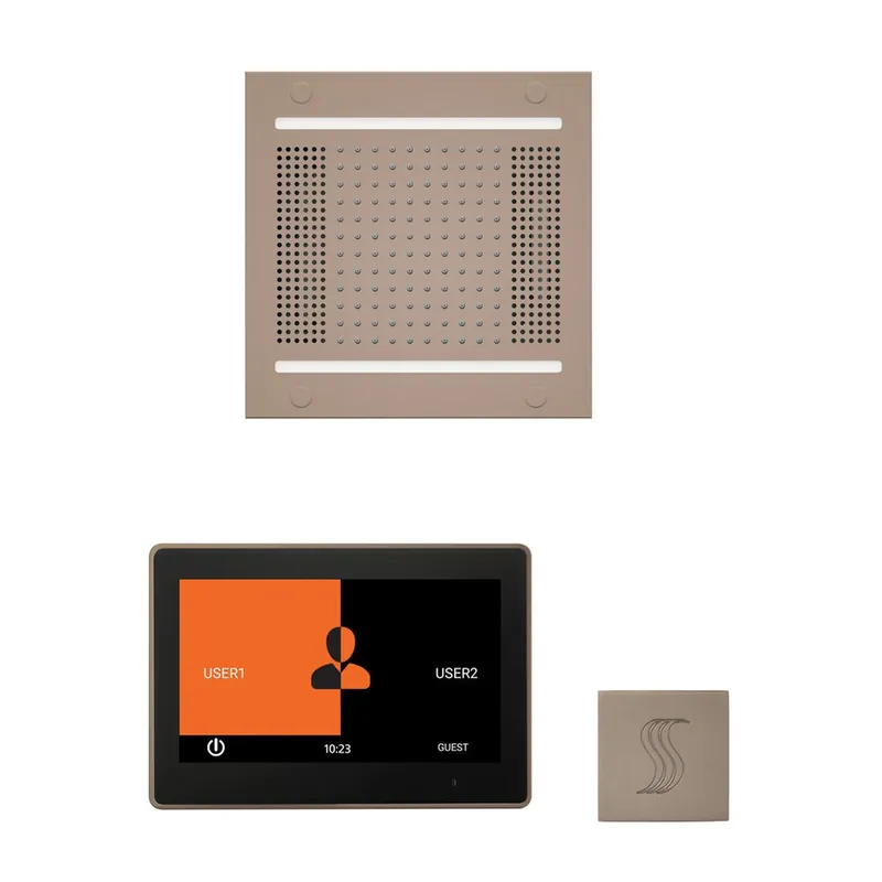 ThermaSol The Wellness Satin Nickel Finish Hydrovive14 Steam Square Package with 10" ThermaTouch and SteamVection New Release