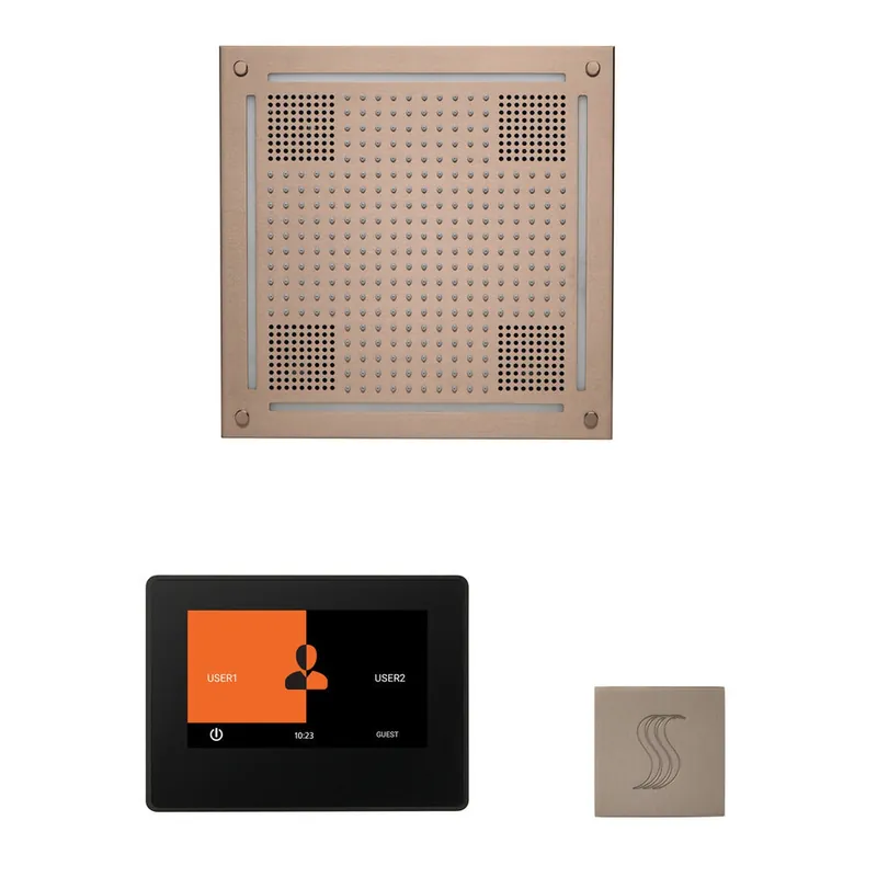 ThermaSol The Wellness Satin Nickel Finish Hydrovive Steam Square Package with 7" ThermaTouch and SteamVection Luxury