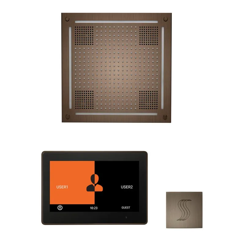 Hot Deal ThermaSol The Wellness Antique Copper Finish Hydrovive Steam Square Package with 10" ThermaTouch and SteamVection
