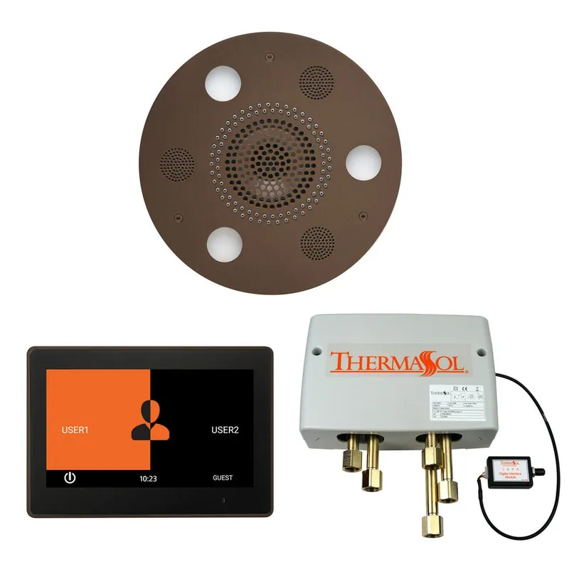 ThermaSol The Wellness Oil Rubbed Bronze Finish Serenity Advancedd Round Shower Package with 10" ThermaTouch Free Shipping