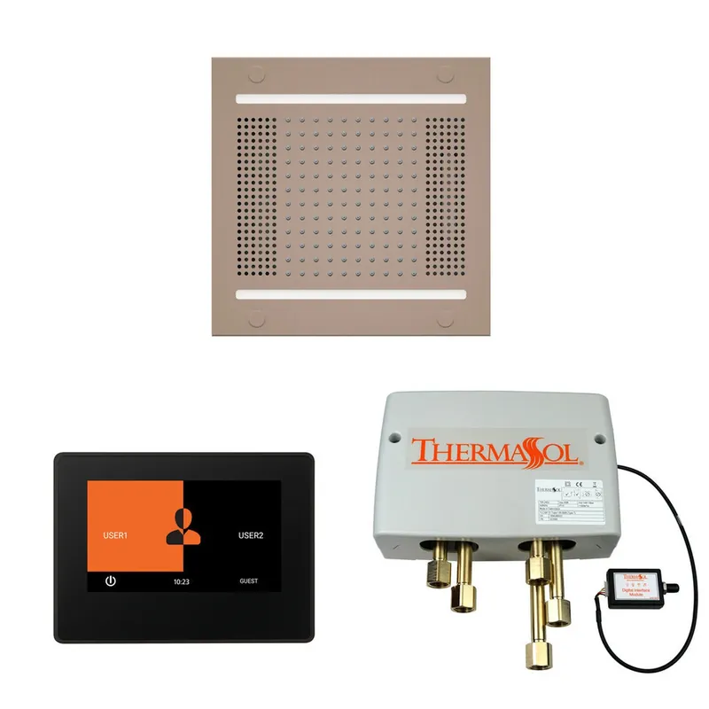 ThermaSol The Wellness Satin Nickel Finish Hydrovive14 Shower Square Package with 7" ThermaTouch Free Shipping