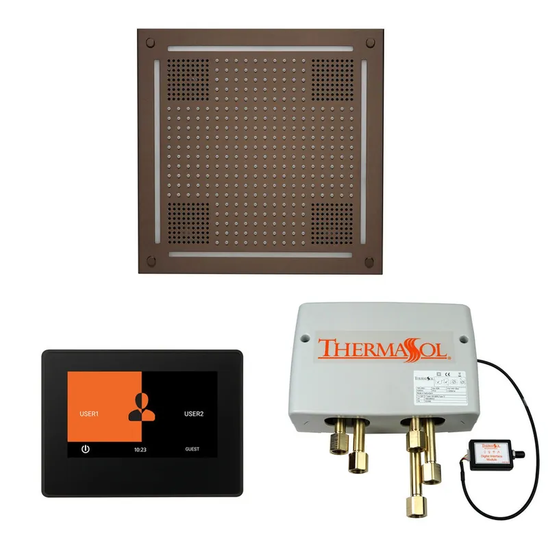 ThermaSol The Wellness Oil Rubbed Bronze Finish Hydrovive Shower Square Package with 7" ThermaTouch Buy Online