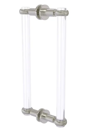 Allied Brass Clearview 13" x 1.7" Satin Nickel Solid Brass Back-to-Back Shower Door Pull With Twisted Accents Limited Offer
