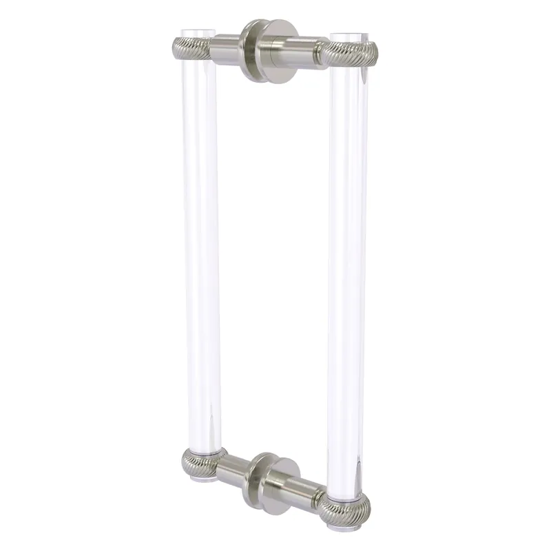 Allied Brass Clearview 13" x 1.7" Satin Nickel Solid Brass Back-to-Back Shower Door Pull With Twisted Accents Limited Offer