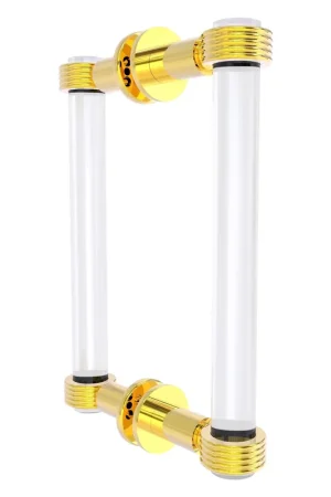 Allied Brass Clearview 9" x 1.7" Polished Brass Solid Brass Back-to-Back Shower Door Pull With Grooved Accents Holiday Sale