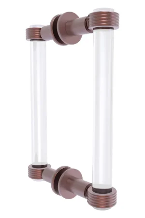Allied Brass Clearview 9" x 1.7" Antique Copper Solid Brass Back-to-Back Shower Door Pull With Grooved Accents Seasonal Sale
