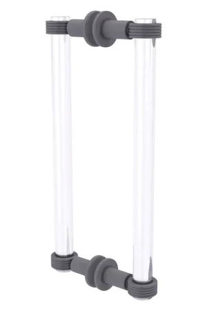 Allied Brass Clearview 13" x 1.7" Matte Gray Solid Brass Back-to-Back Shower Door Pull With Grooved Accents Low Price