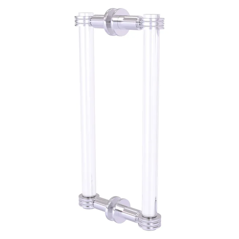 Buy Online Allied Brass Clearview 13" x 1.7" Satin Chrome Solid Brass Back-to-Back Shower Door Pull With Dotted Accents