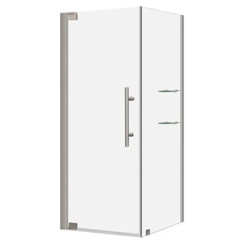 LessCare Ultra-G 34 3/8-35" x 72" x 34-35" Brushed Nickel Swing-Out Shower Enclosure Certified