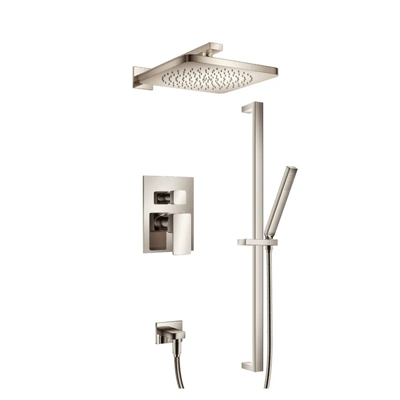 Budget Flusso Faucets Serie 196 Two Output Shower Set With Shower Head, Hand Held and Slide Bar in Matte Black (196.3350MB)