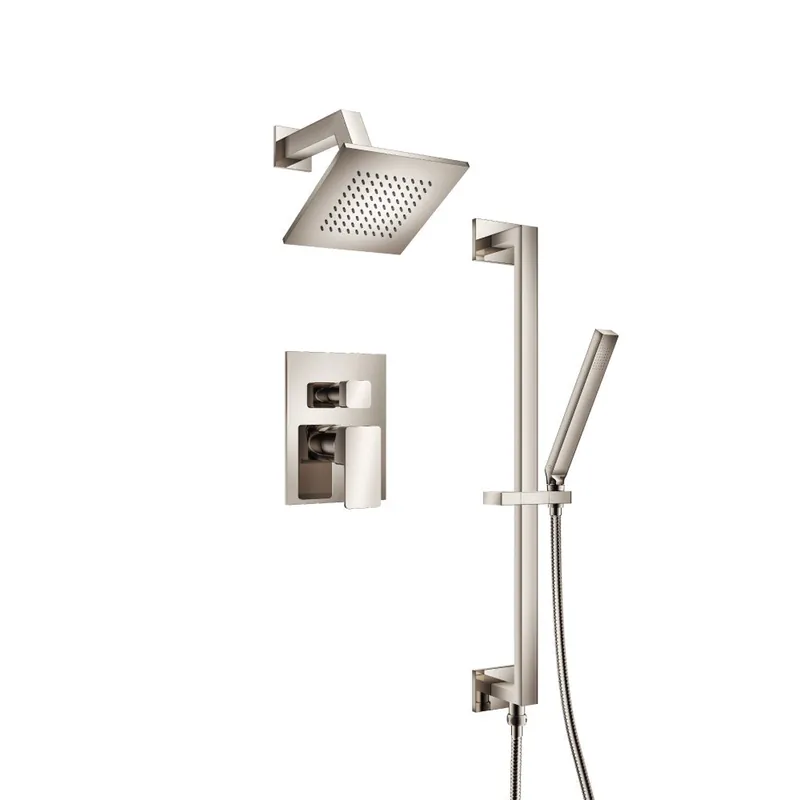 Flusso Faucets Serie 196 Two Output Shower Set With Shower Head, Hand Held and Slide Bar in Polished Nickel (196.3400PN) Exclusive Offer