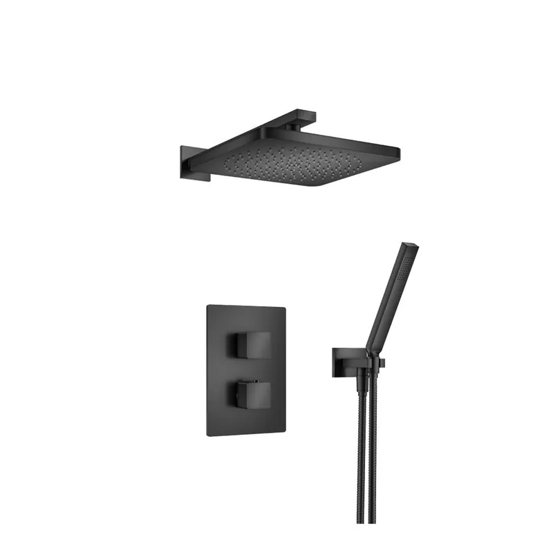 Flusso Faucets Serie 196 Two Output Shower Set With Shower Head and Hand Held in Matte Black (196.7050MB) Discount