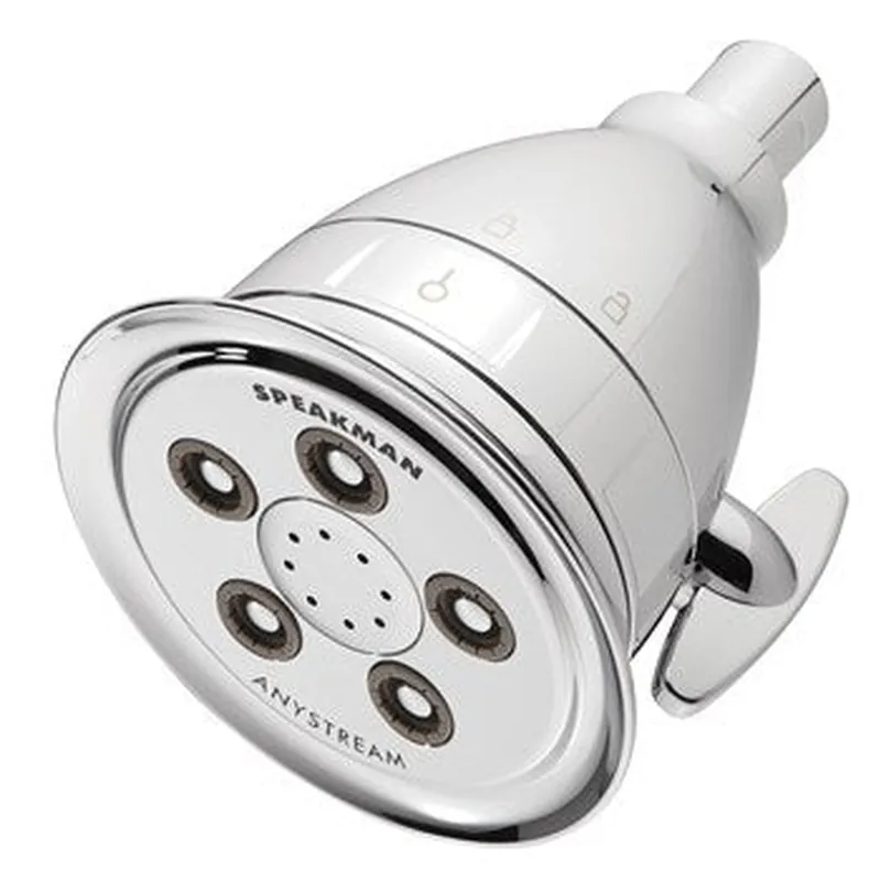 Warranty Included Speakman Hotel Pure 1.75 GPM 5-Plunger Patented Anystream Polished Chrome Shower Head With Internal Filtering Cartridge