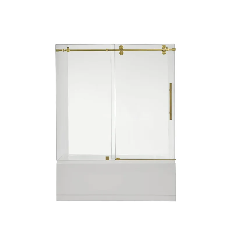 While Supplies Last Vinnova Villena 60" x 58" Single Sliding Frameless Tub Door in Brushed Gold Finish