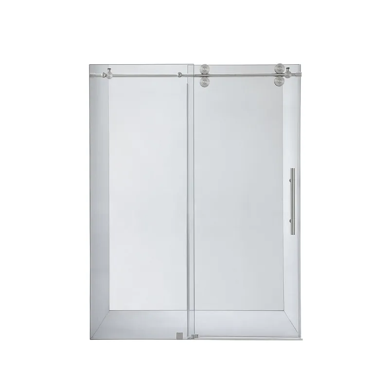 Vinnova Villena 56" x 78" Single Sliding Frameless Shower Door in Brushed Nickel Finish Top Rated