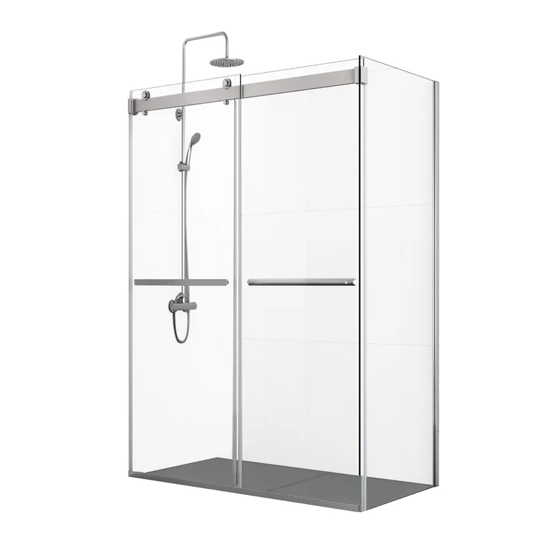 Vinnova Spezia 56" x 76" Rectangle Double Sliding Frameless Shower Enclosure in Brushed Nickel Finish Factory Price