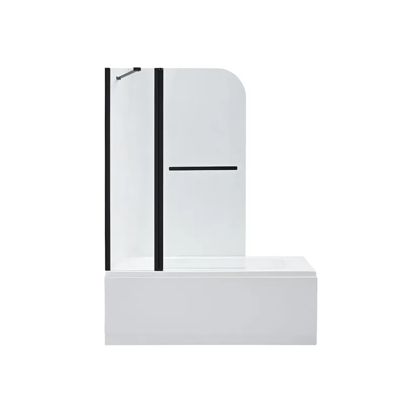 Genuine Vinnova Canteras 39" x 55" Hinged Frameless Tub Door in Matte Black Finish