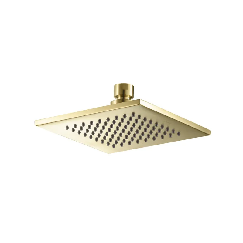 Flusso Faucets Universal Fixtures 6" Single Function Square Satin Brass PVD Solid Brass Rain Shower Head Best Choice