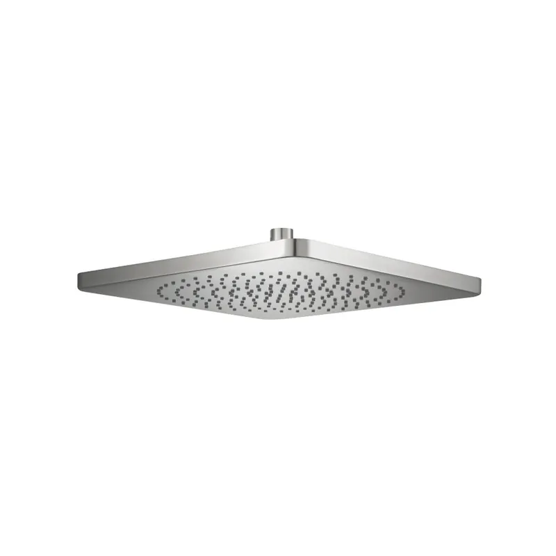 Latest Flusso Faucets Universal Fixtures 12" Single Function Square Curve-Edged Brushed Nickel PVD Solid Brass Rain Shower Head