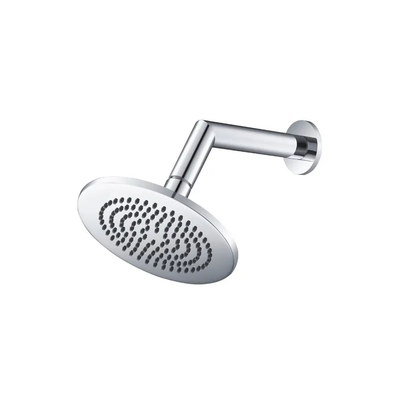 Flusso Faucets Universal Fixtures 6" Single Function Round Chrome Solid Brass Rain Shower Head With 7" Wall Mounted Shower Arm Limited Offer