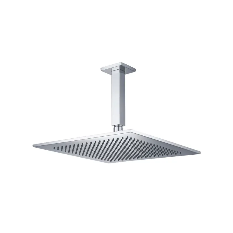 Flusso Faucets Universal Fixtures 12" Single Function Square Chrome Solid Brass Rain Shower Head With 6" Ceiling Mounted Shower Arm Authentic