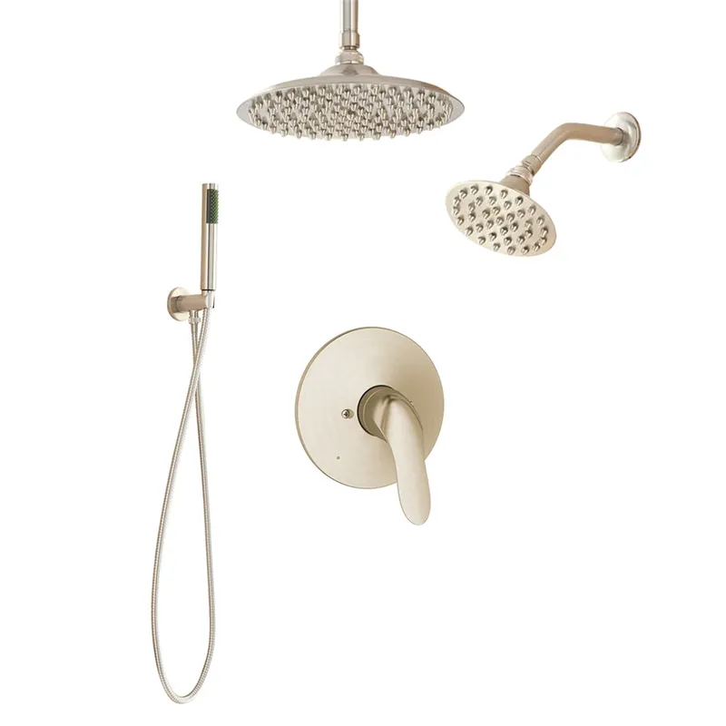 Special Offer Fontana 12" Brushed Nickel Dual Round Shower Heads With Hand Shower