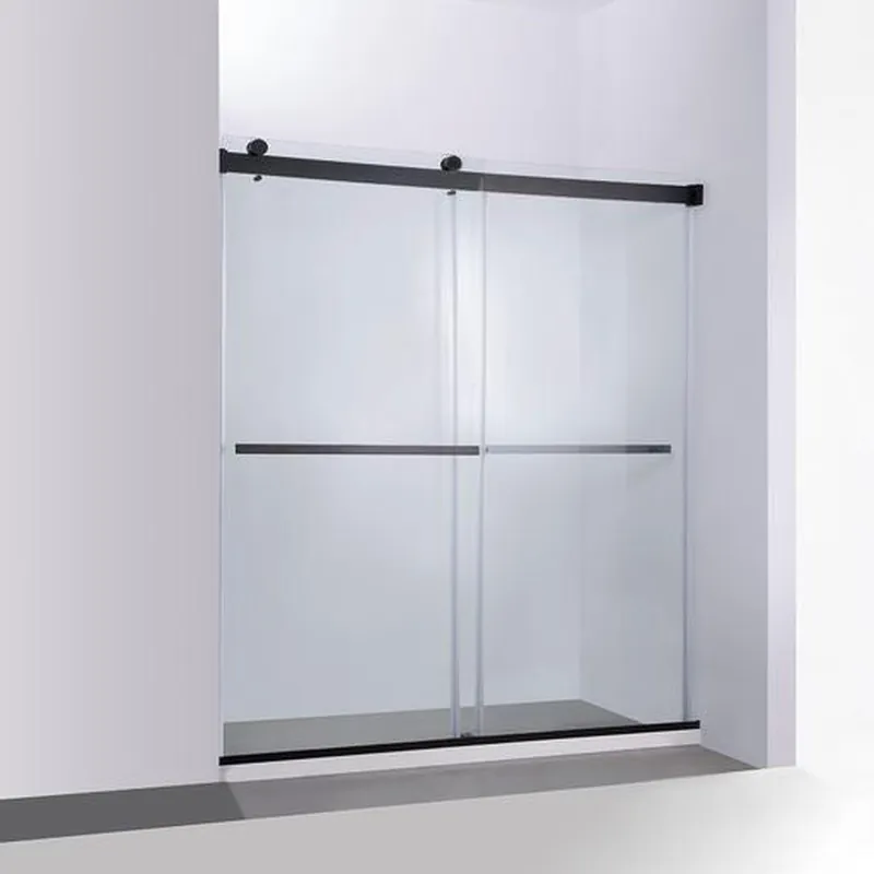 Vinnova Spezia 68" x 76" Matte Black Reversible Double Sliding Bypass Frameless Shower Door Wholesale