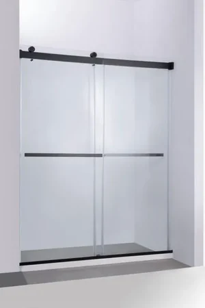 Worldwide Shipping Vinnova Spezia 64" x 76" Matte Black Reversible Double Sliding Bypass Frameless Shower Door