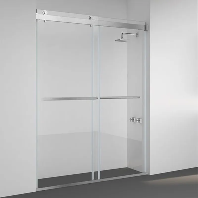 Get Yours Vinnova Spezia 56" x 76" Brushed Nickel Reversible Double Sliding Bypass Frameless Shower Door
