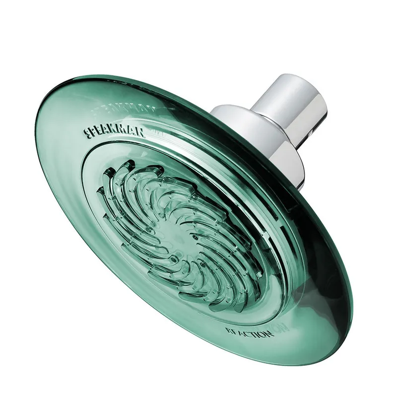 High Quality Speakman Reaction Single-Function Spray Pattern 2.5 GPM Shower Head in Polished Chrome Finish With Jade Green Frame