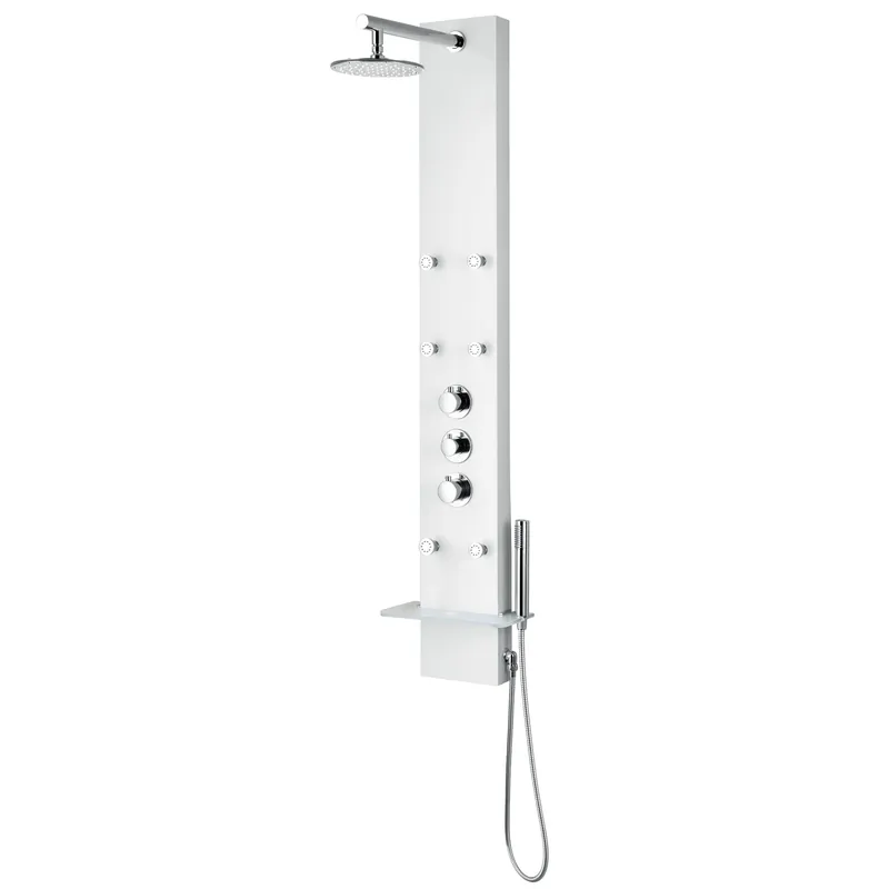 ANZZI Panther Series 60" White 6-Jetted Full Body Shower Panel With Heavy Rain Shower Head and Euro-Grip Hand Sprayer Handmade