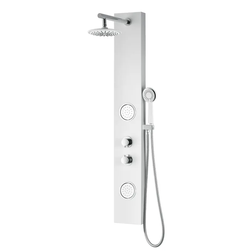 ANZZI Aquifer Series 56" White 2-Jetted Full Body Shower Panel With Heavy Rain Shower Head and Euro-Grip Hand Sprayer Bargain
