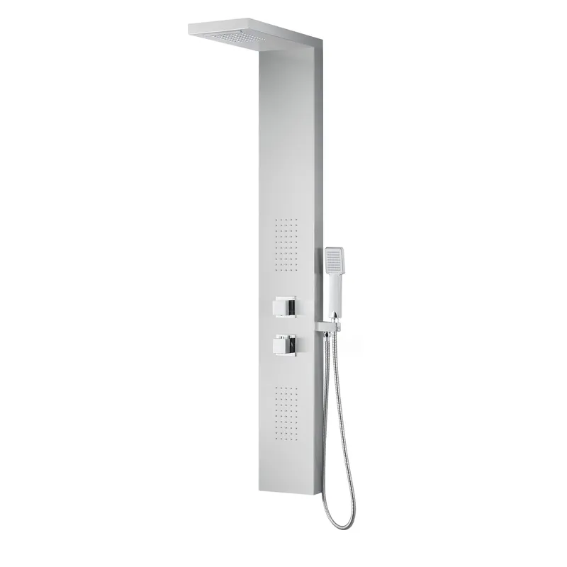 ANZZI Expense Series 57" Brushed Stainless Steel 2-Jetted Full Body Shower Panel With Heavy Rain Shower Head and Euro-Grip Hand Sprayer Worldwide Shipping