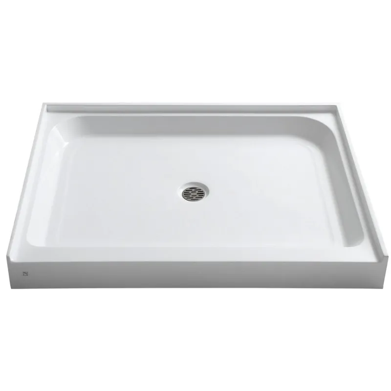 ANZZI Reach Series 48" x 36" Center Drain Single Threshold White Shower Base With Built-in Tile Flange Authentic