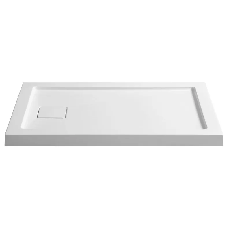Deal ANZZI Forum Series 48" x 32" Left Drain With Cover Single Threshold White Shower Base