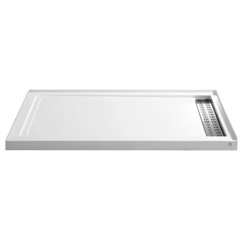 ANZZI Field Series 36" x 60" Right Drain Double Threshold White Shower Base With Built-in Tile Flange Fast Shipping