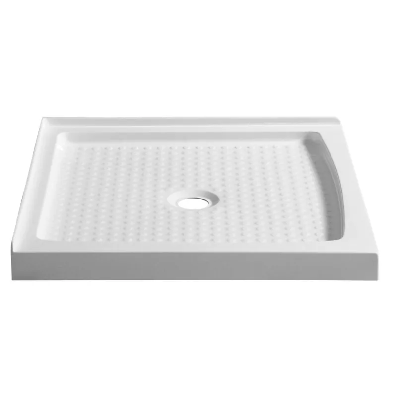 Free Delivery ANZZI Titan Series 36" x 36" Center Drain Without Cover Double Threshold White Shower Base With Built-in Tile Flange