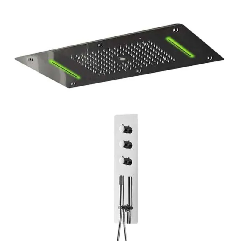 Place Order FontanaShowers Agra Creative Luxury Chrome Thermostatic Multi-Function Recessed Complete Shower Head System