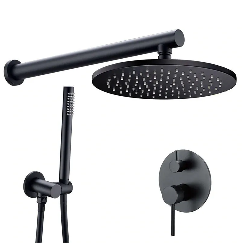 Exclusive FontanaShowers Verona Creative Luxury 12" Dark Oil Rubbed Bronze Round Wall-Mounted Shower Head Hot and Cold Mixer Rainfall Shower System With Hand Shower