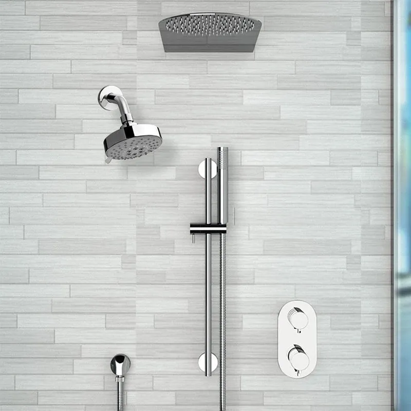 Fontana Deluxe Creative Luxury 24" Chrome Wall-Mounted Dual Shower Head Rainfall Shower System With Hand Shower No Minimum Order